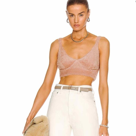 JONATHAN SIMKHAI Caroline Feathered Rib Bralette Size Small Chai - Picture 6 of 8